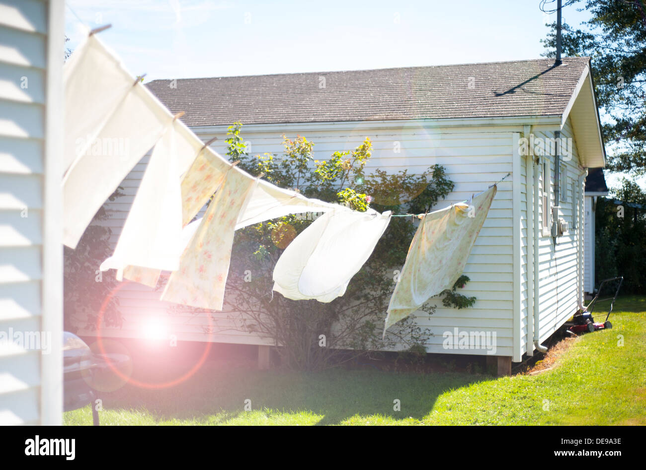 Laundry Hung Between Two Cottages Near Charlottetown Prince