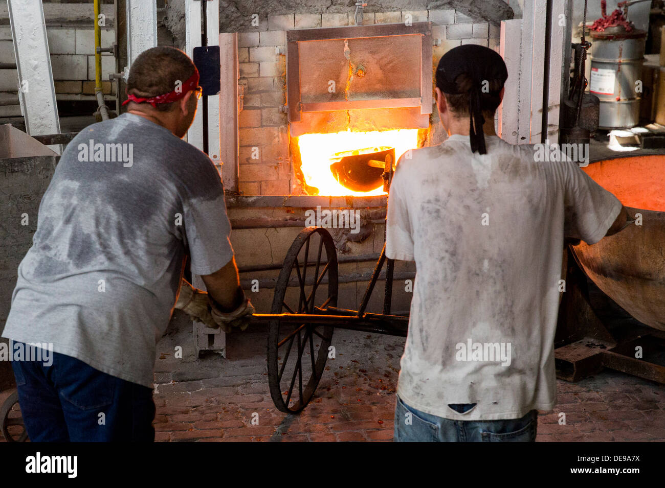 Stained glass production at the Wissmach Glass Company factory Stock