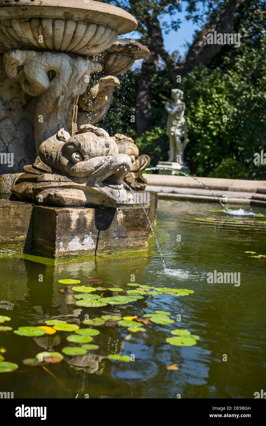 Iconic large fountain at the Huntington Library and Botanical Gardens. Stock Photo