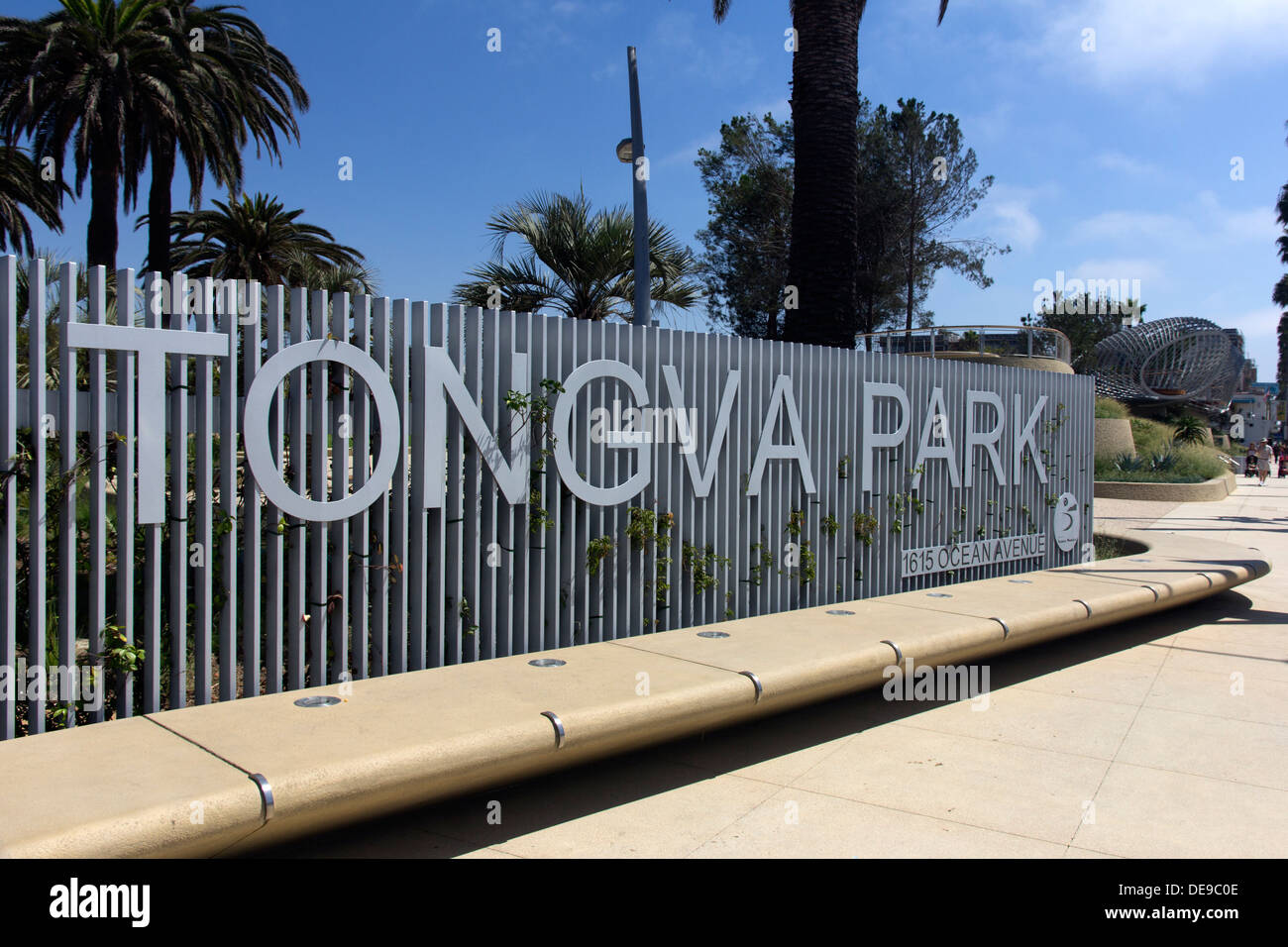 Sign for Tongva Park Santa Monica Stock Photo