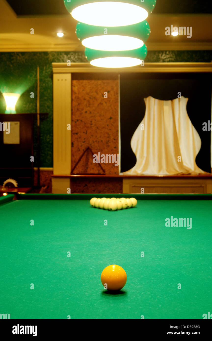 Room for game in billiards in hotel Stock Photo Alamy