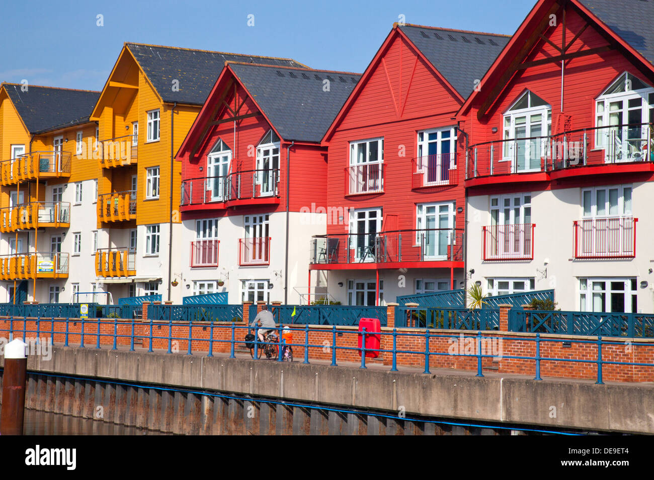 Colourful housing developments surrounding Exmouth Marina, Devon