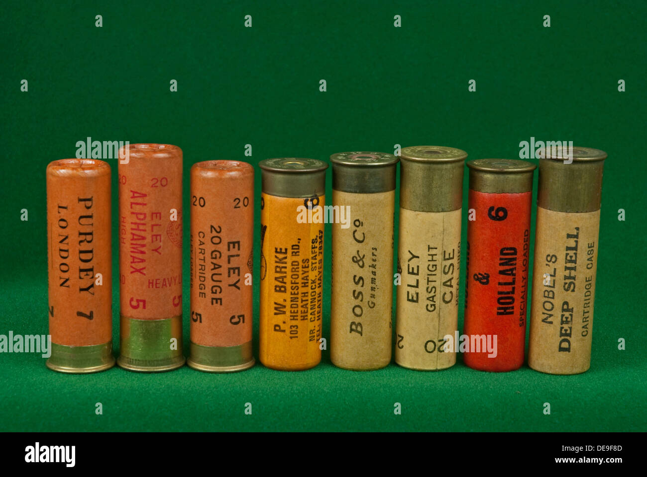 A selection of vintage British 20 bore paper shotgun cartridges Stock