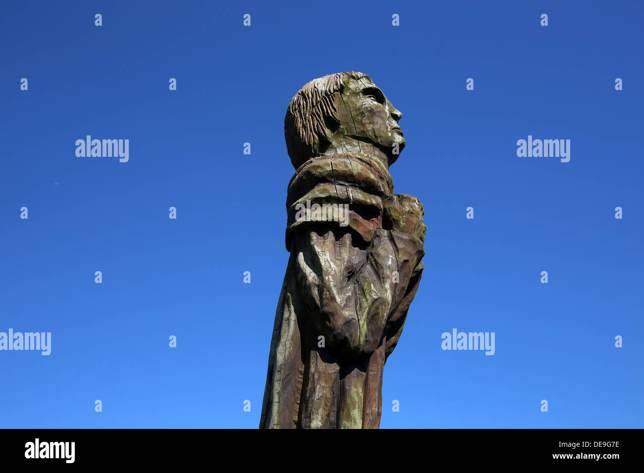 Detail from a carved sculpture of Wat Tyler, by Robert Koenig, at the
