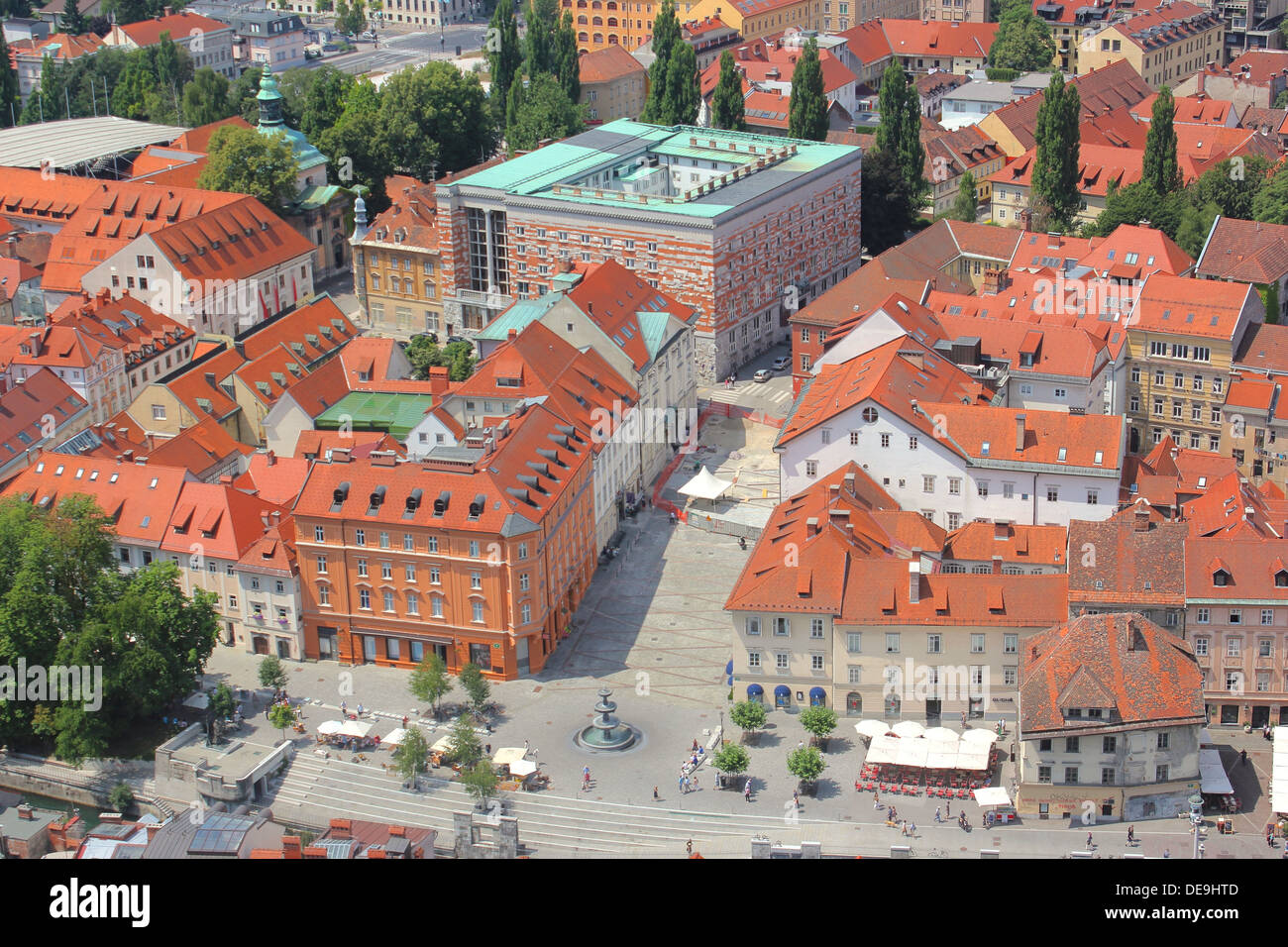 Ljubljana historic center - Novi trg and National University Library area, Slovenia Stock Photo