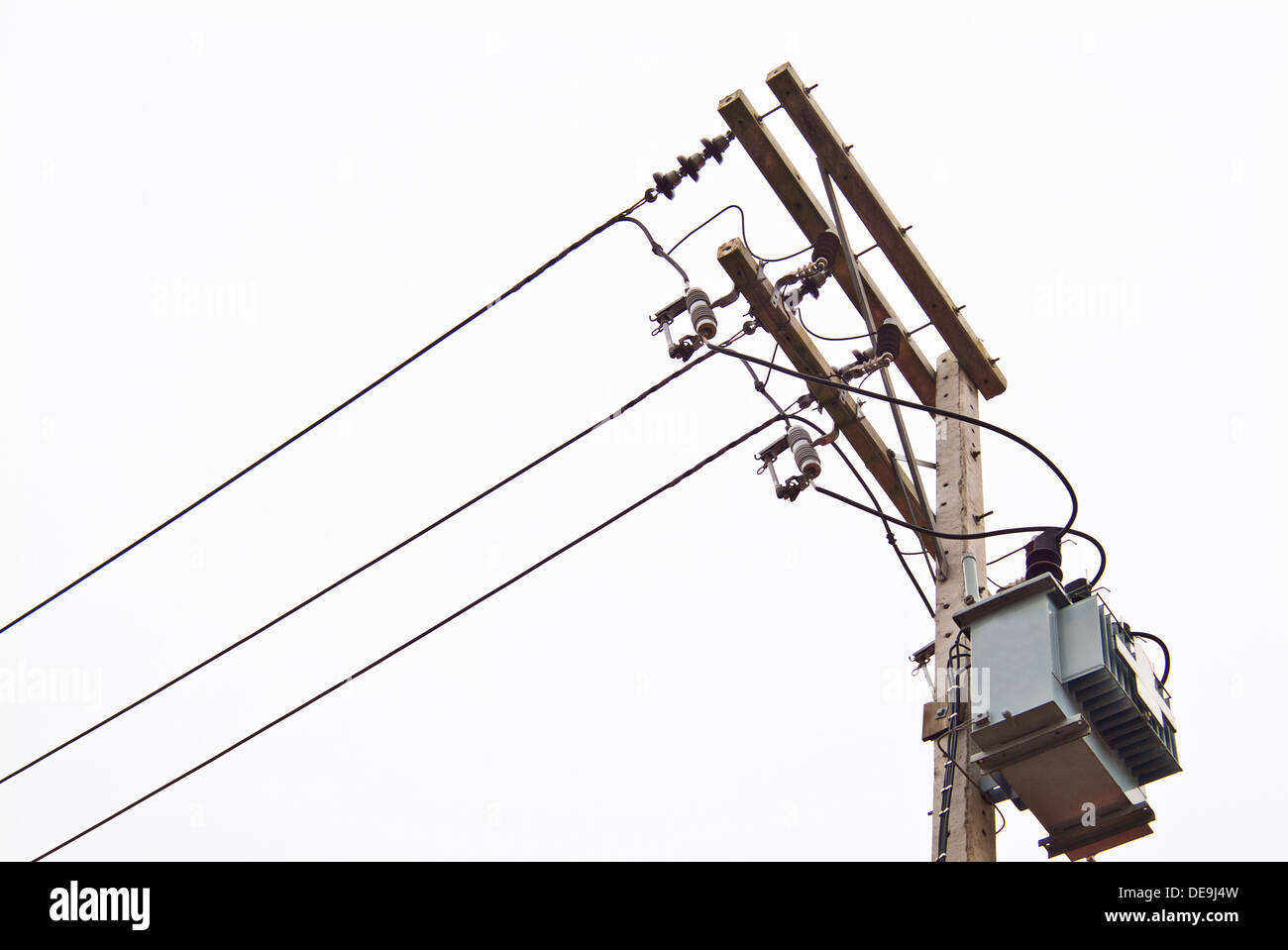 aerial blue cable city communication company connection construction