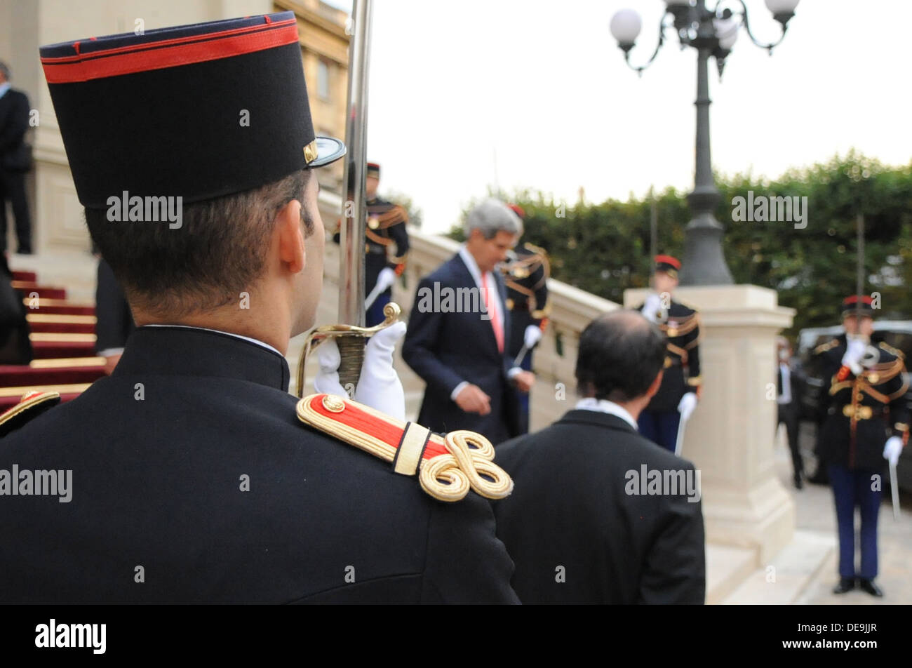 Secretary Kerry Departs French Ministry of Foreign Affairs Stock Photo