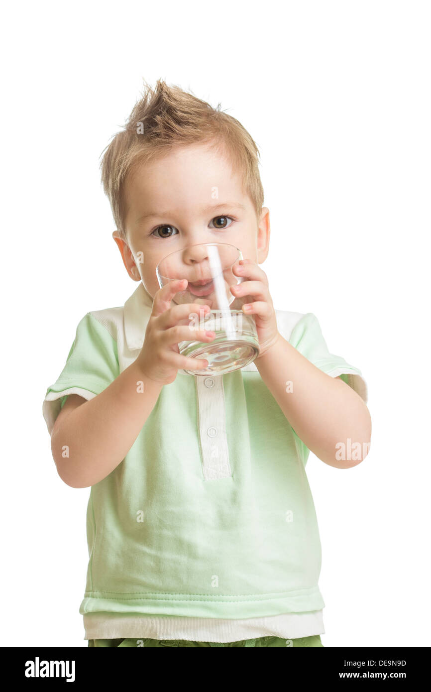 Baby drinking water from glass Stock Photo Alamy