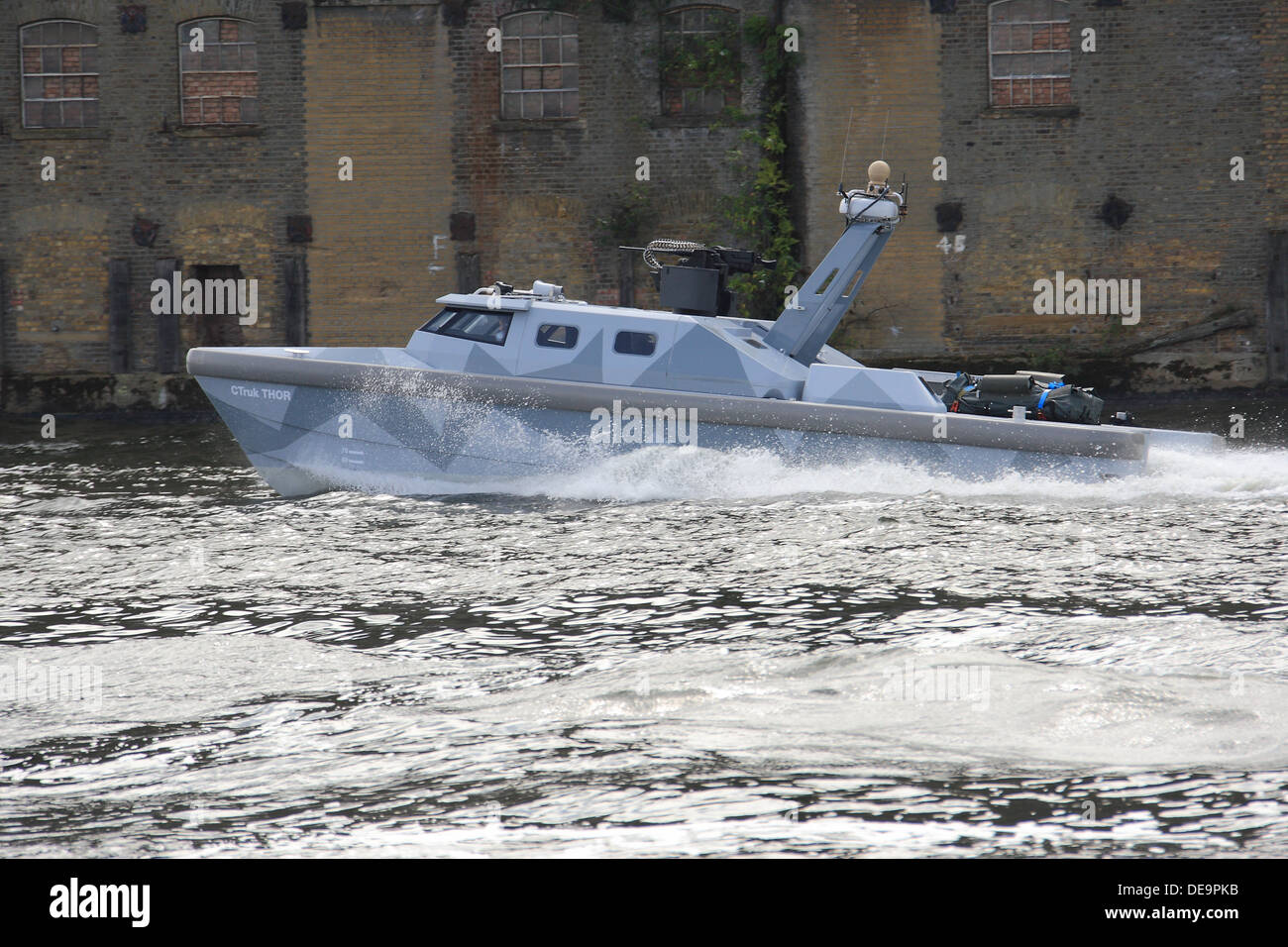 CTruk built Twin Hulled Offshore Raider (THOR) being displayed at DSEi 2013 in London's Docklands. Stock Photo