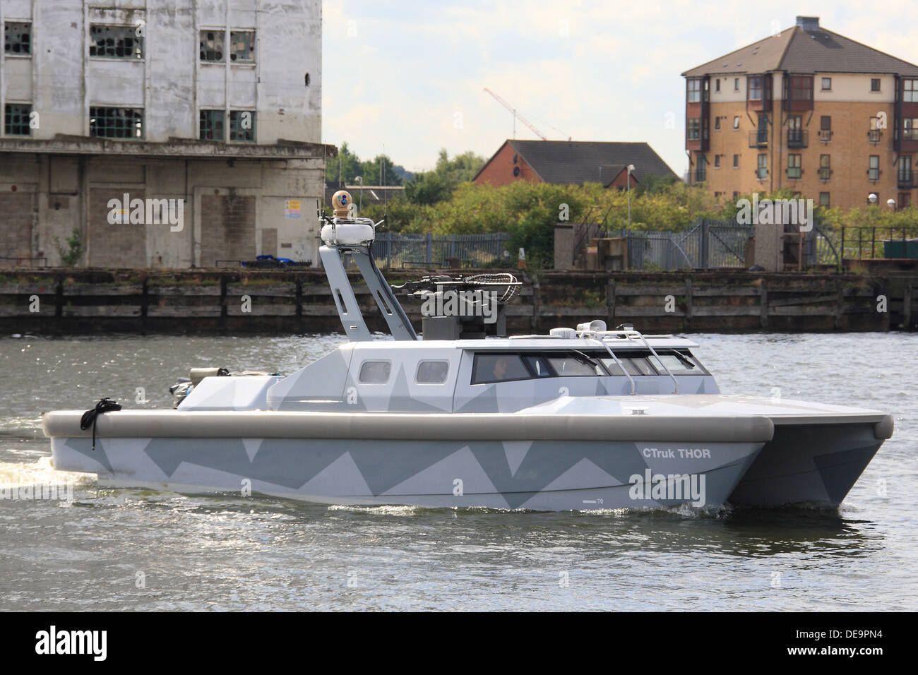 CTruk built Twin Hulled Offshore Raider (THOR) being displayed at DSEi 2013 in London's Docklands. Stock Photo