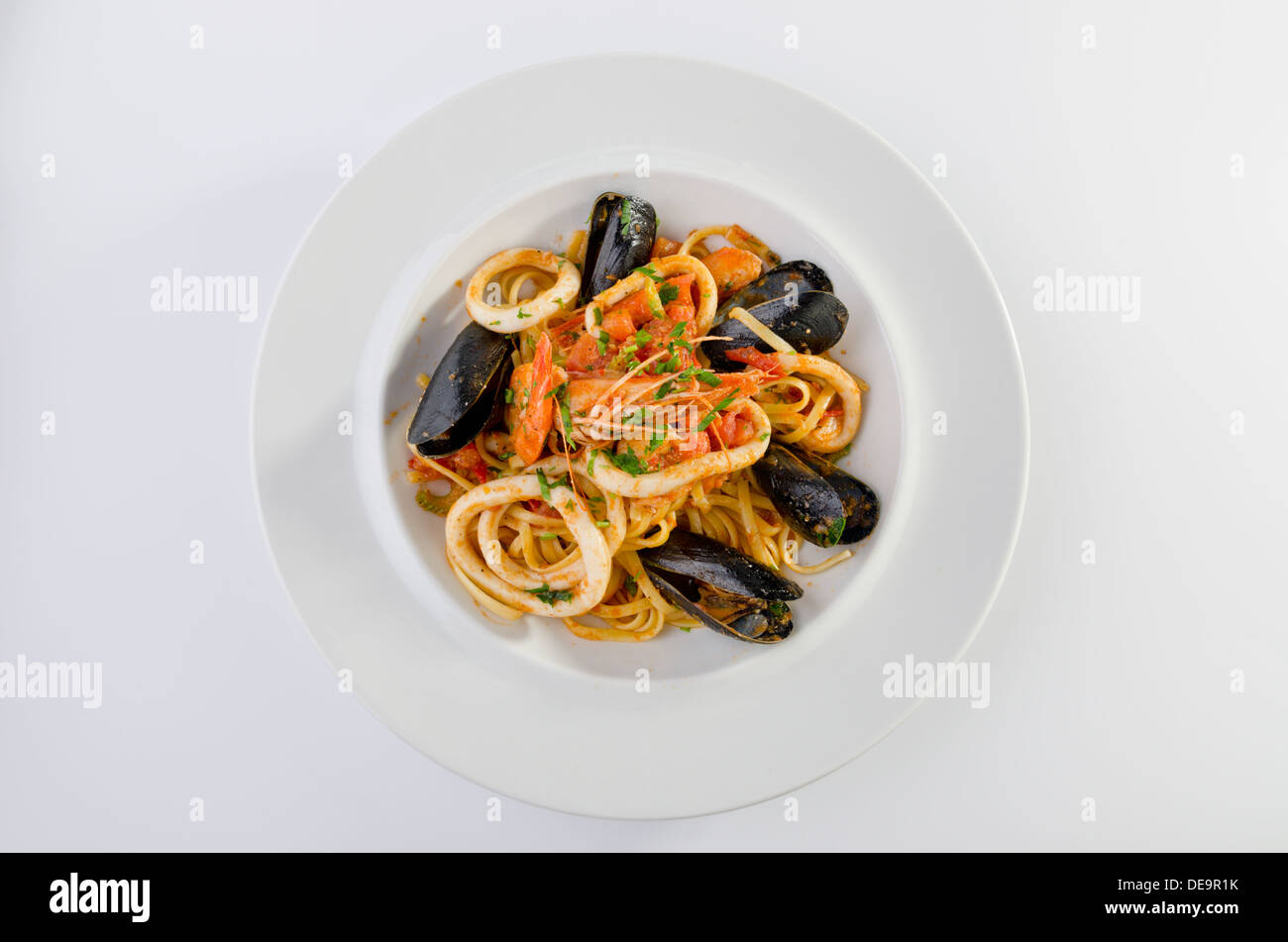 Linguine seafood Stock Photo