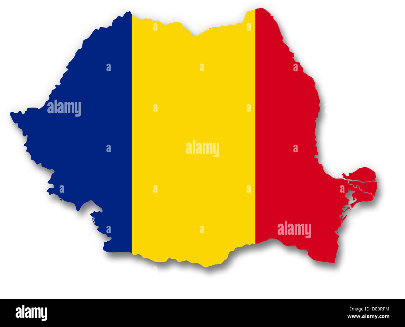 Map and flag of Romania Stock Photo