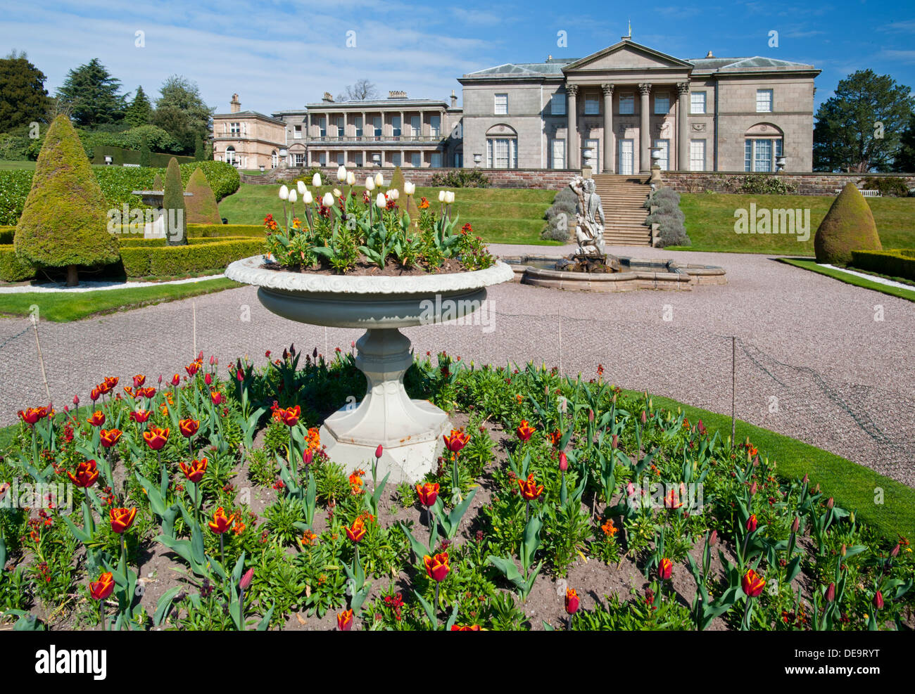 Spring in the Italian Garden, Tatton Hall, Near Knutsford, Cheshire, England, UK Stock Photo