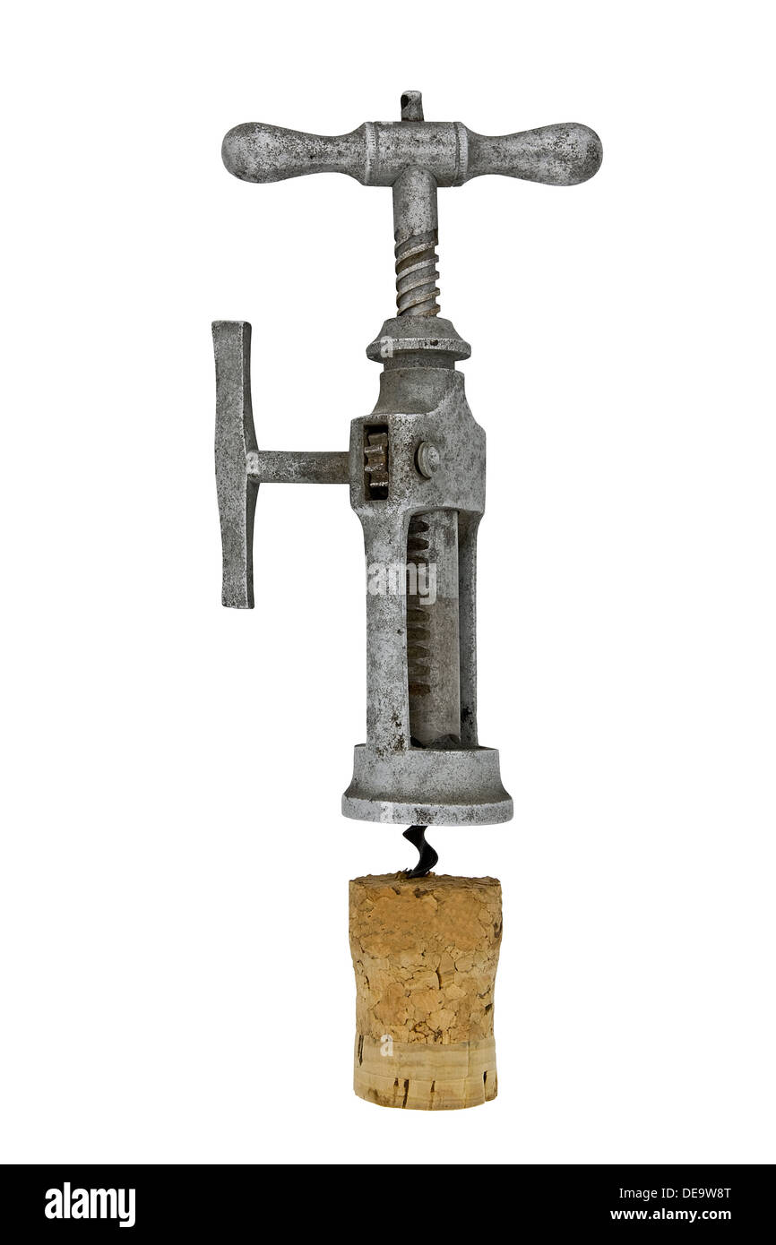 vintage corkscrew isolated over white background,clipping path Stock
