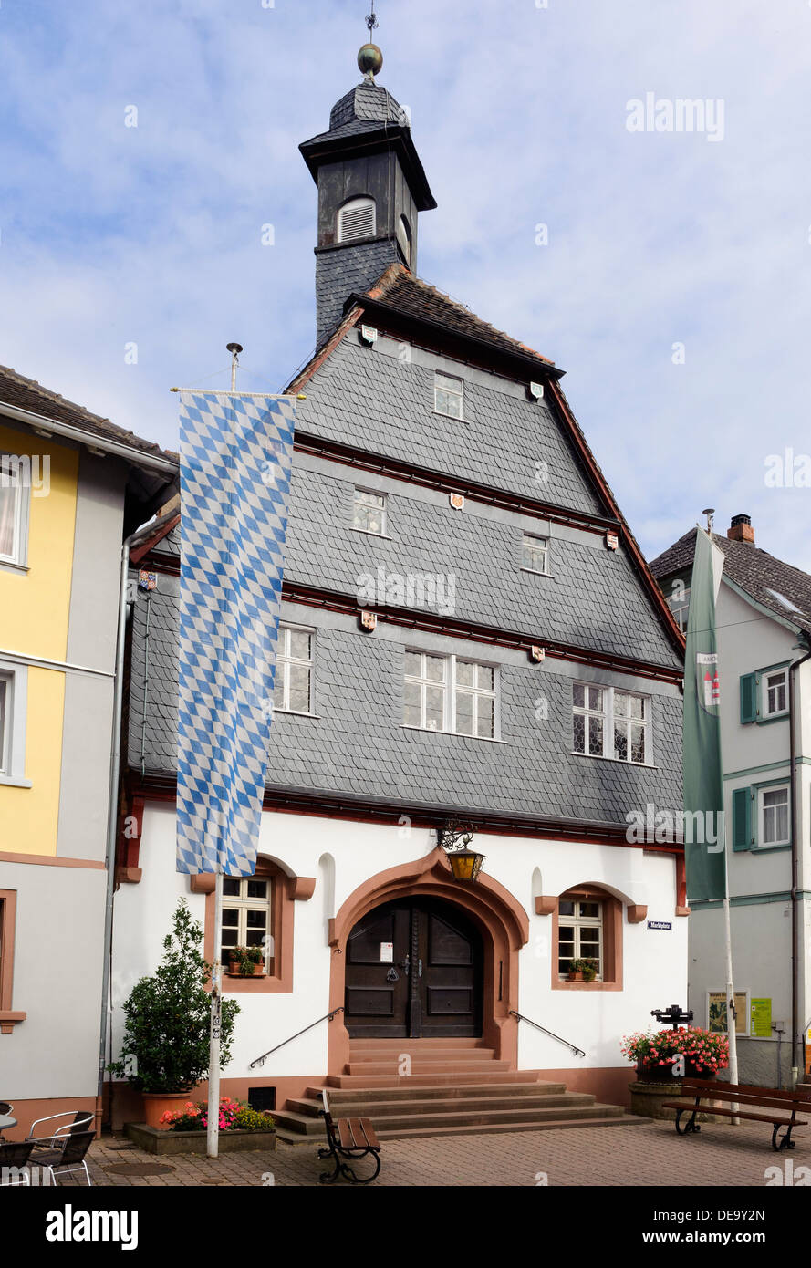 Historical town hall from 1479 in Amorbach , Forest of Odes Bavaria, Germany Stock Photo