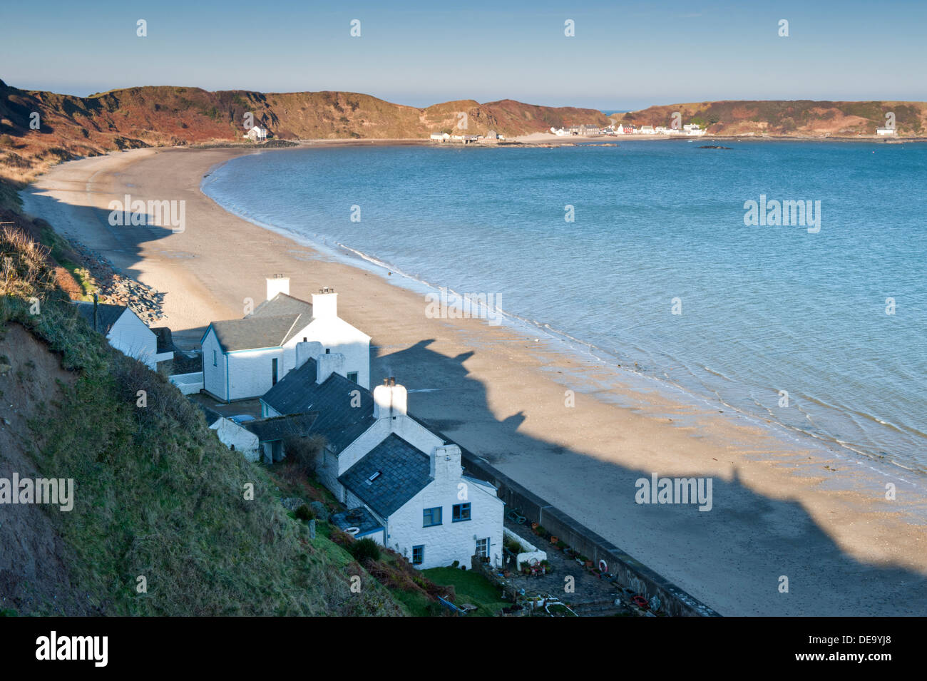 Nefyn Beach Looking to Porth Dinllaen, Lleyn Peninsula, Gwynedd, North Wales, UK Stock Photo