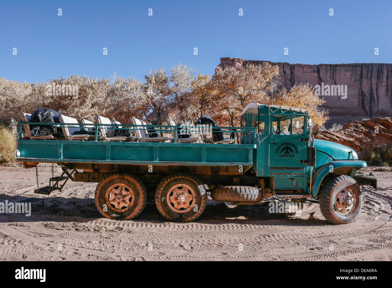 Tourist transporter for canyon exploration, Canyon de Chelley, Arizona, USA Stock Photo