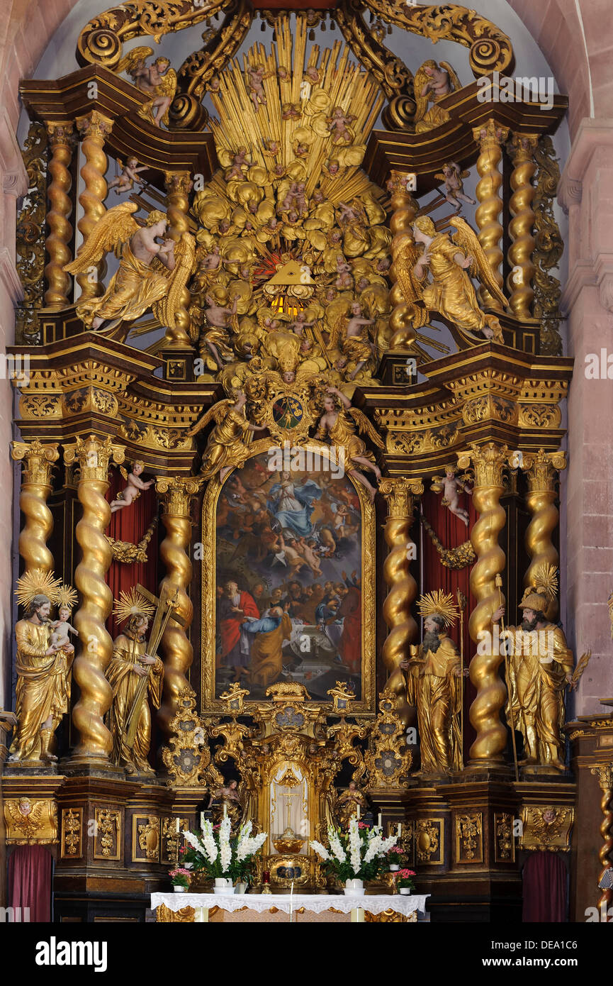 Altar the church of  Bronnbach monastery near Wertheim, Baden-Wuerttemberg, Germany Stock Photo