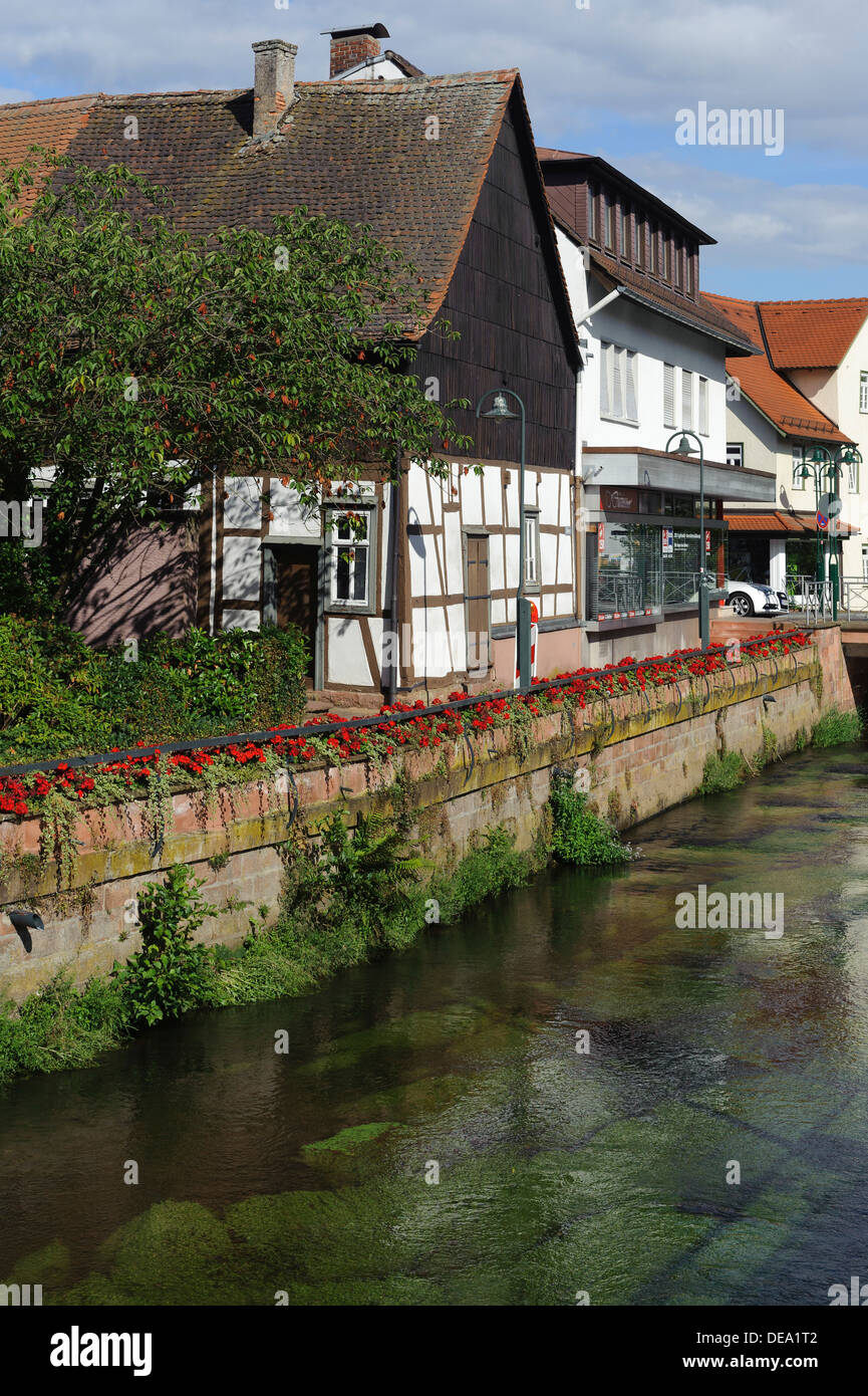 River Mümling in Erbach, Forest of Odes, Hesse, Germany Stock Photo