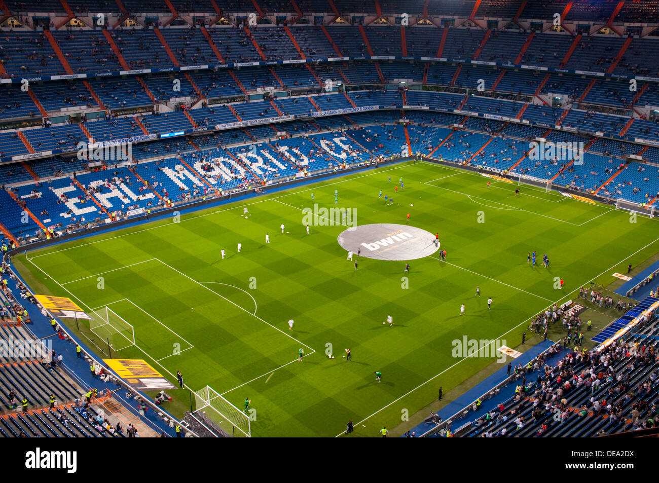 Real Madrid versus Getafe football match. Santiago Bernabeu stadium, Madrid, Spain. Stock Photo