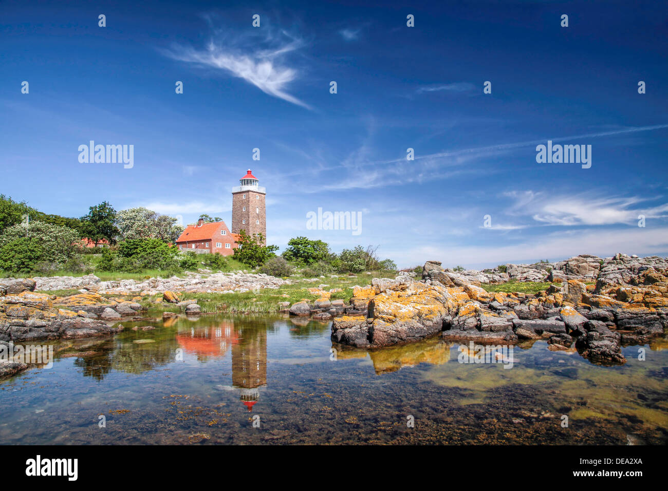 Lighthouse of Svaneke on Bornholm, Demark Stock Photo