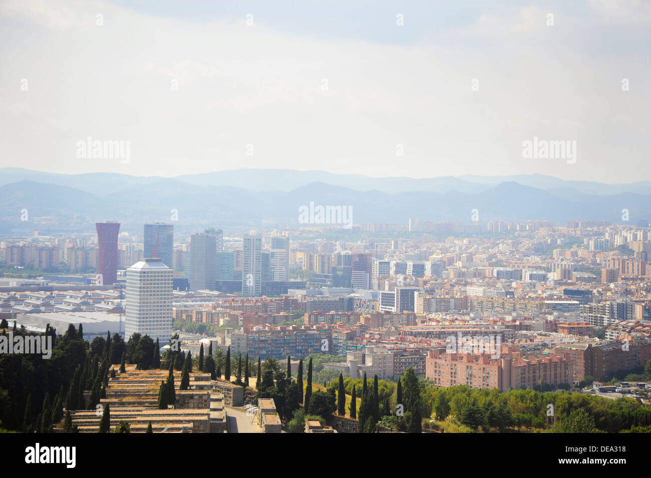 A view of Barcelona from Montjuic. Stock Photo