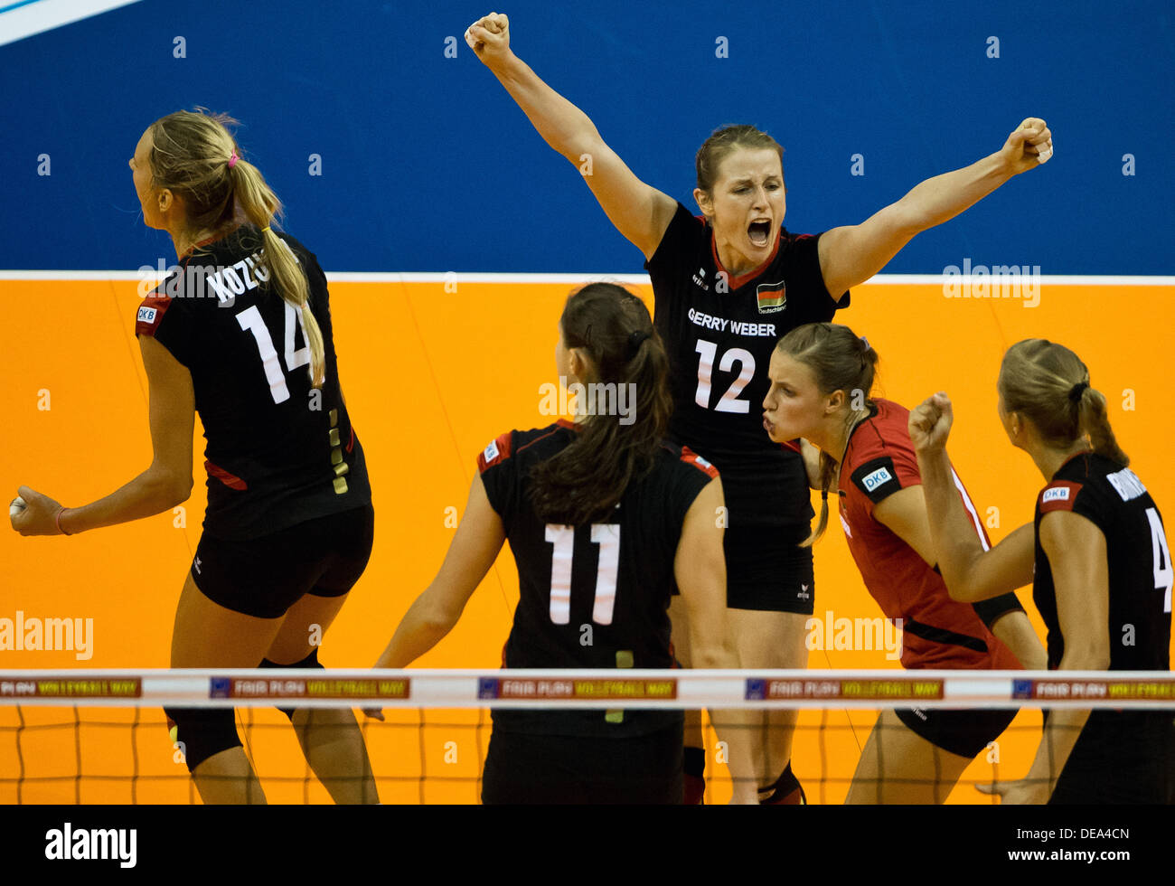 Players of Germany react during their women's CEV Volleyball European ...