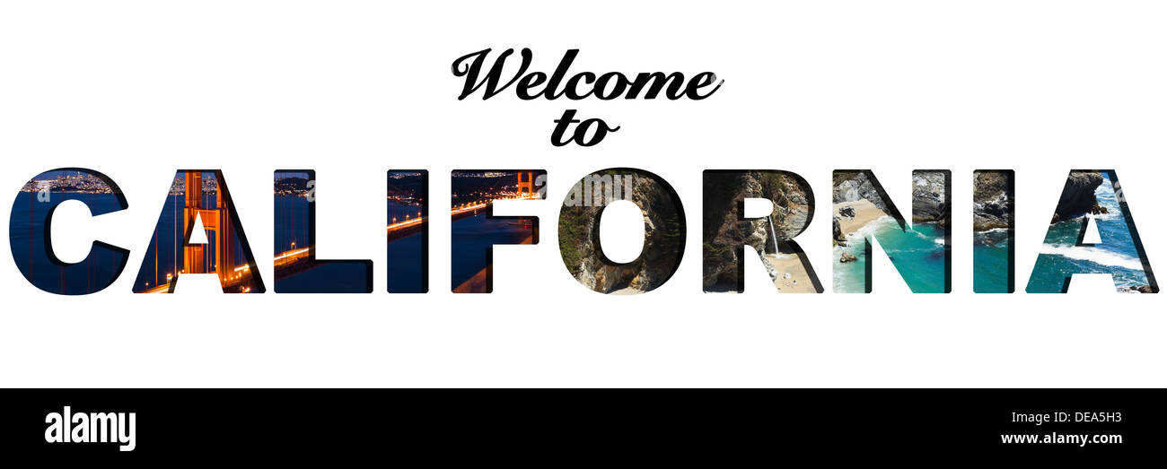 Welcome to California text picture collage Stock Photo