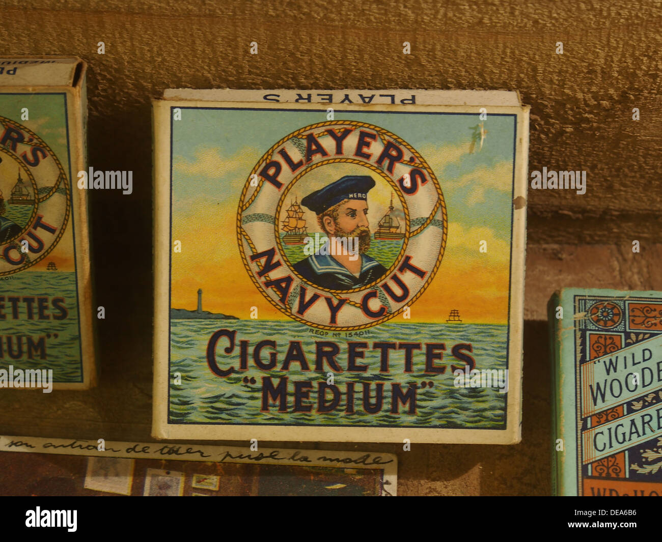 The Players Navy Cut cigarettes pack, displayed at the Somme 1916 Museum in  Albert, France, highlights the role of cigarettes during the First World  War as part of the war-time culture Stock