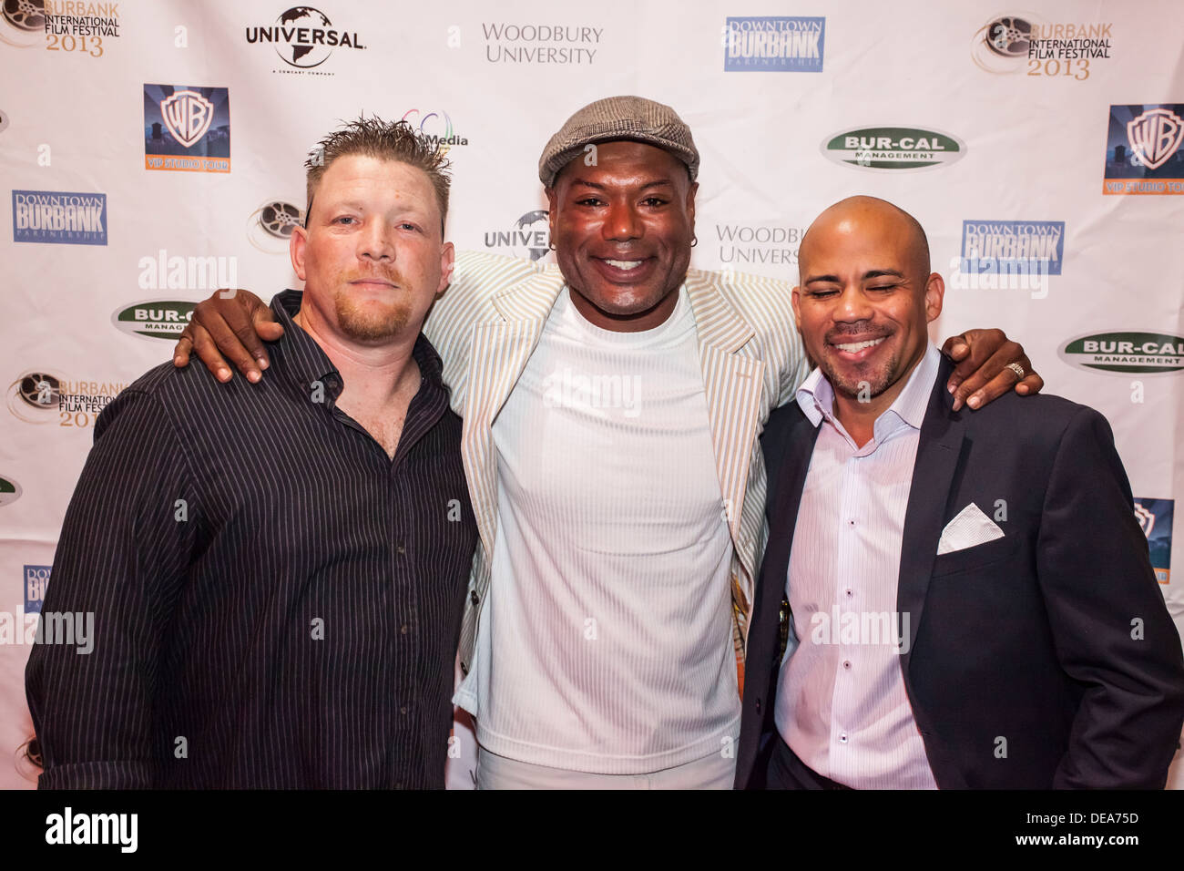 On the Red Carpet at the Burbank International Film Festival with Christopher Wray, Christopher Judge and Gerald Webb Stock Photo