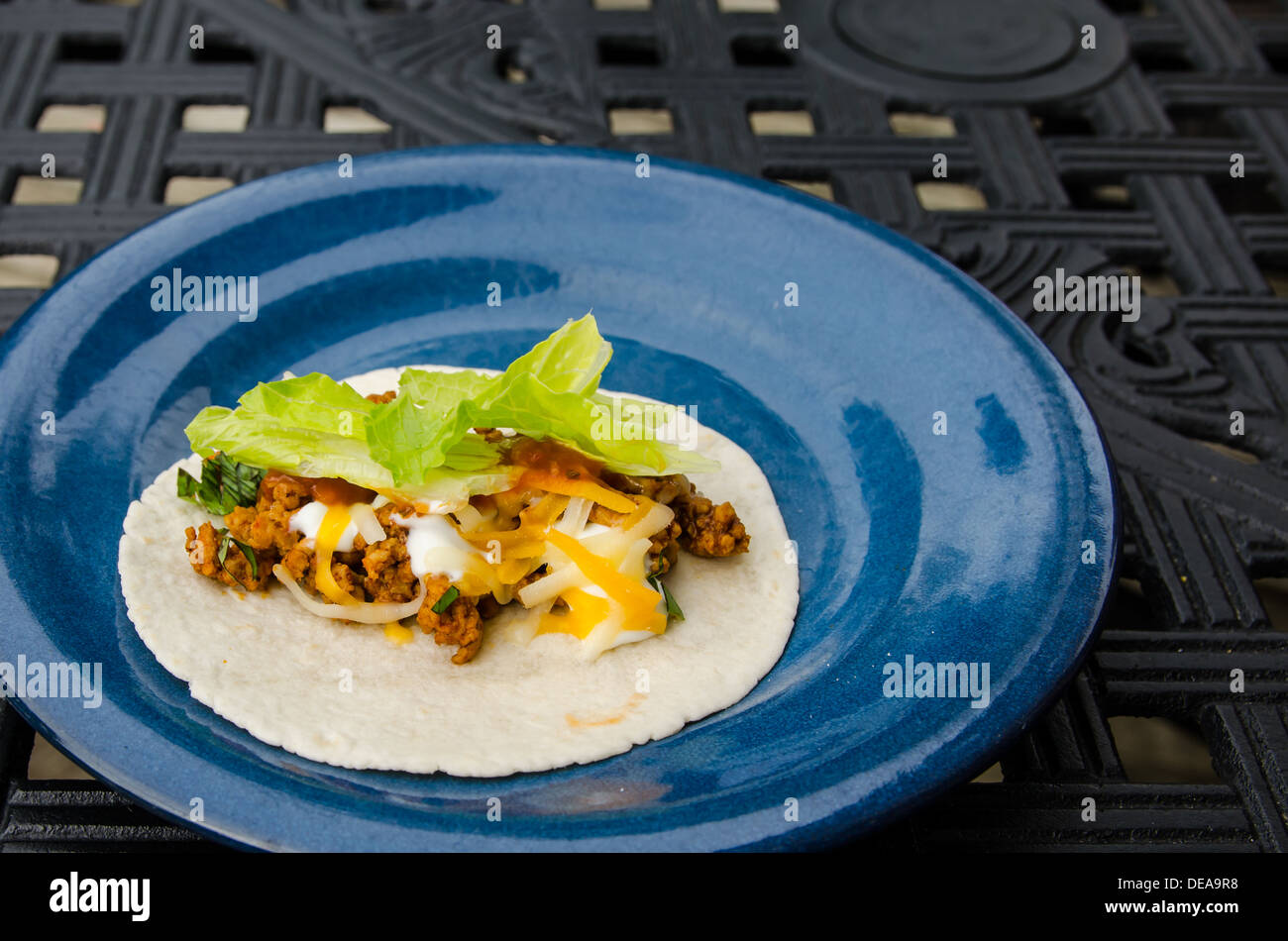 Chicken Tacos on a plate. Stock Photo