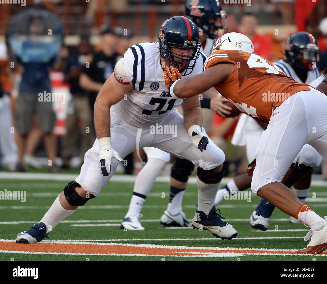 Sept 14 2013 Pierce Burton 71 of the Ole Miss Rebels vs the