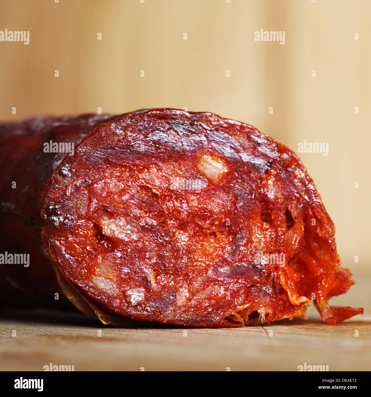 A spicy red chorizo sausage Stock Photo Alamy