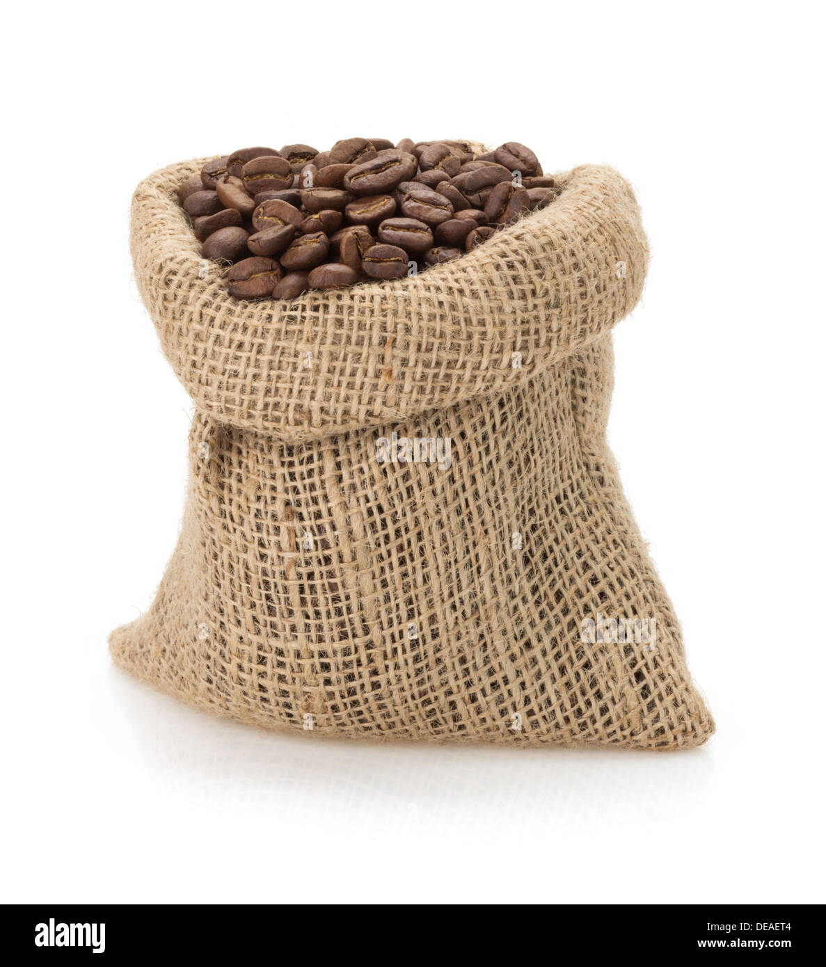 coffee beans in bag isolated on white background Stock Photo - Alamy