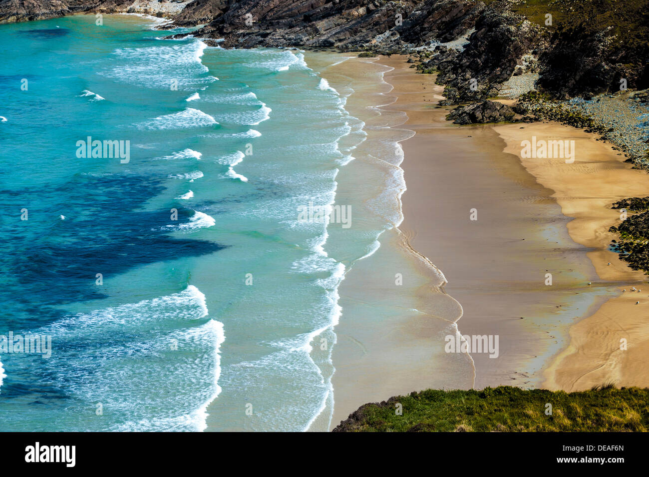 Ocean surf at a sandy bay, Tranarossan Bay, County Donegal, Republic of Ireland, Europe Stock Photo