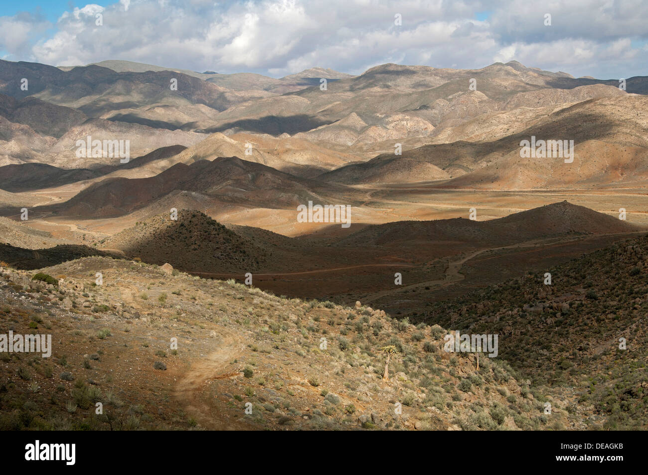 Interplay of light and shadow on a hilly landscape, Richtersveld, Richtersveld Nationalpark, Northern Cape, South Africa Stock Photo