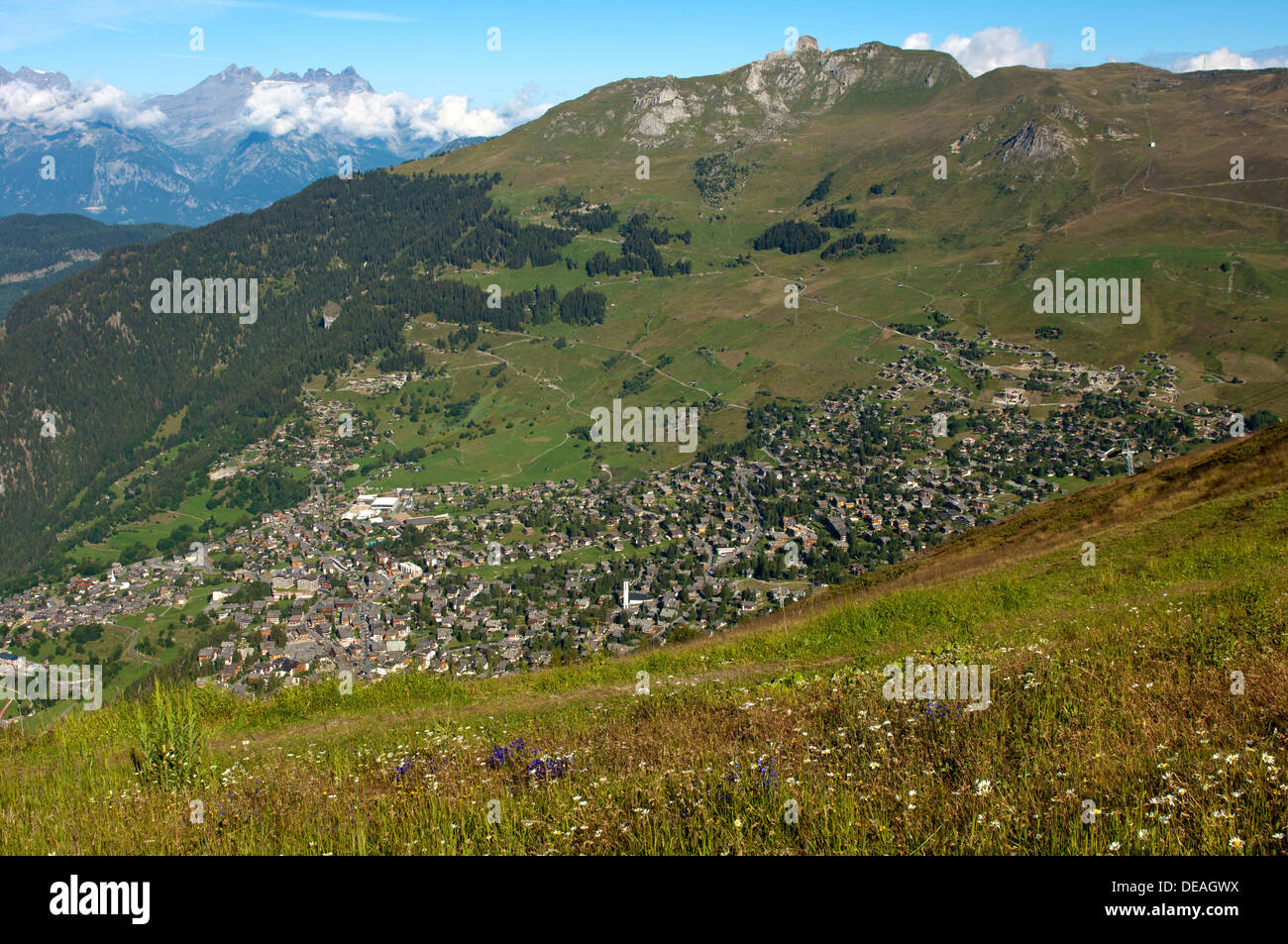 Mountain resort of Verbier, Verbier, Canton of Valais, Switzerland Stock Photo
