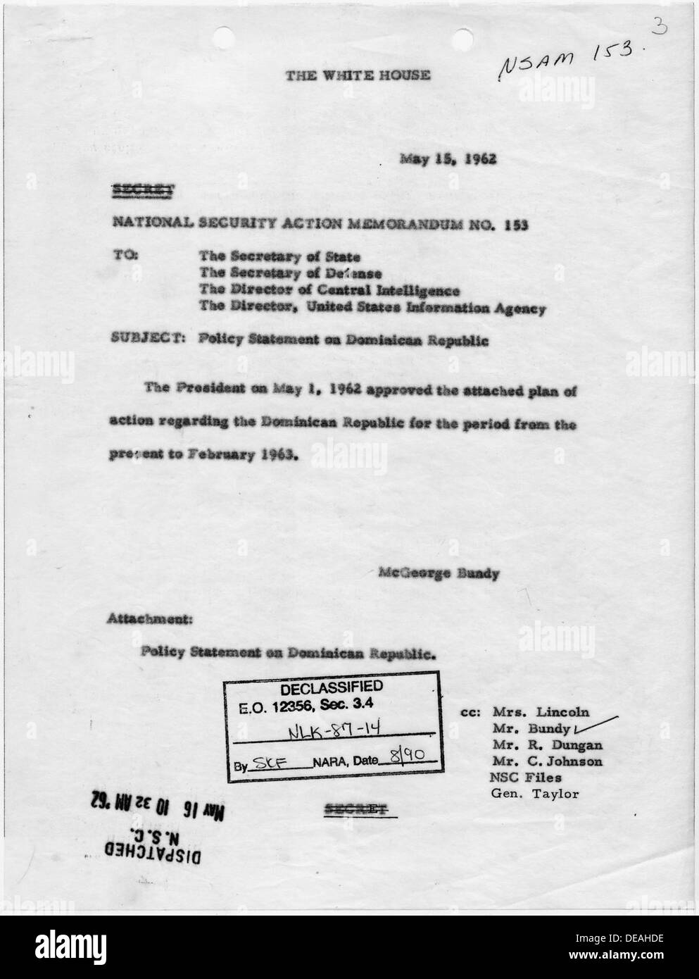 National Security Action Memorandum No. 153 Policy Statement on Dominican Republic 193543 Stock Photo