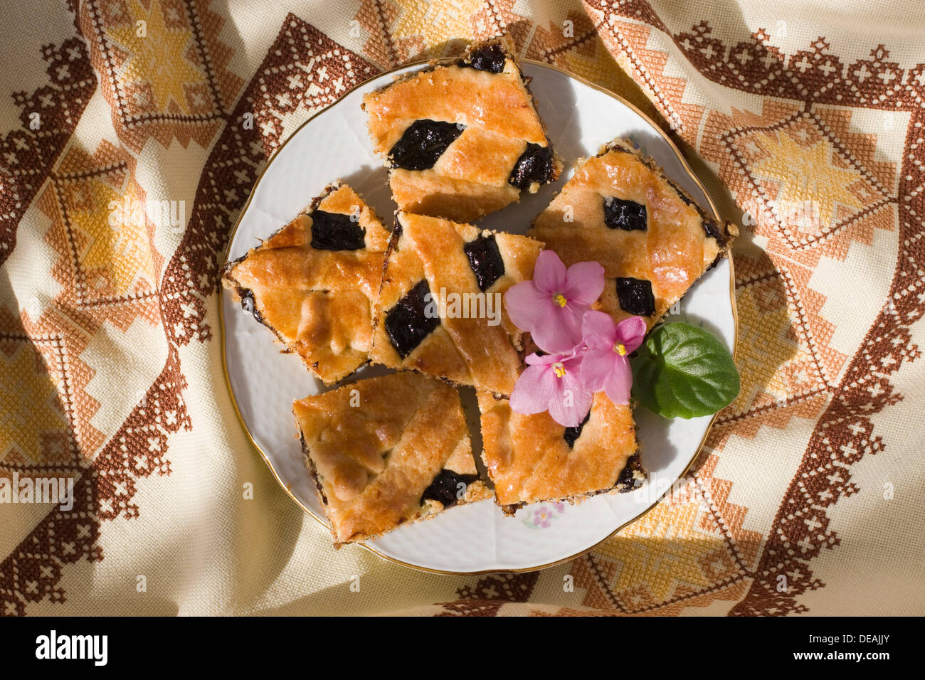 Damsoncheese cake Stock Photo