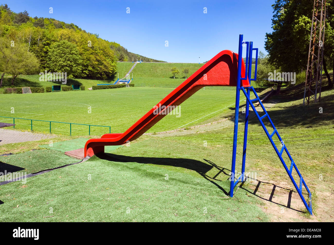 Playground in Ludkovice, Zlin district, Zlin region, Czech Republic, Europe Stock Photo