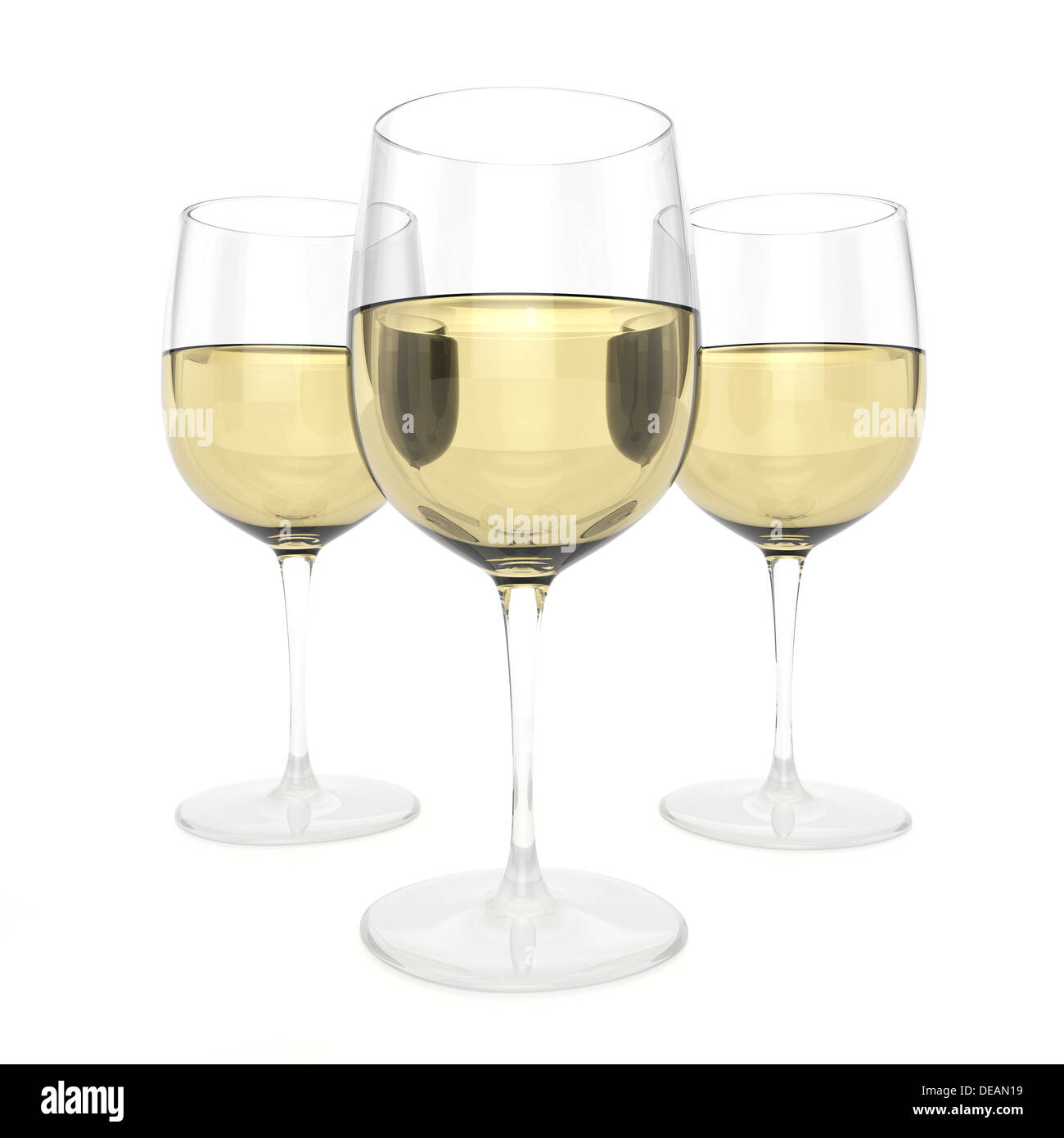 3 Glasses Of White Wine - On White Background Stock Photo - Alamy