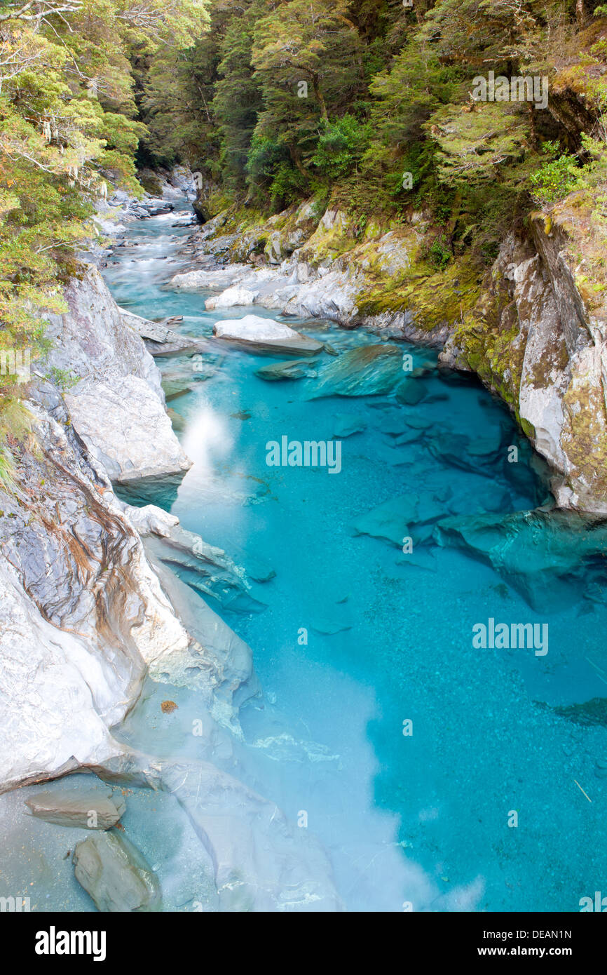 Blue pools, Mount Aspiring National Park, South Island, New Zealand Stock Photo