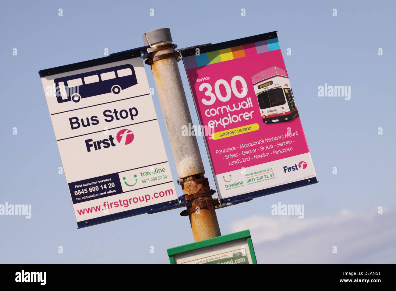 First Group bus stop in Cornwall Firstkernow Stock Photo