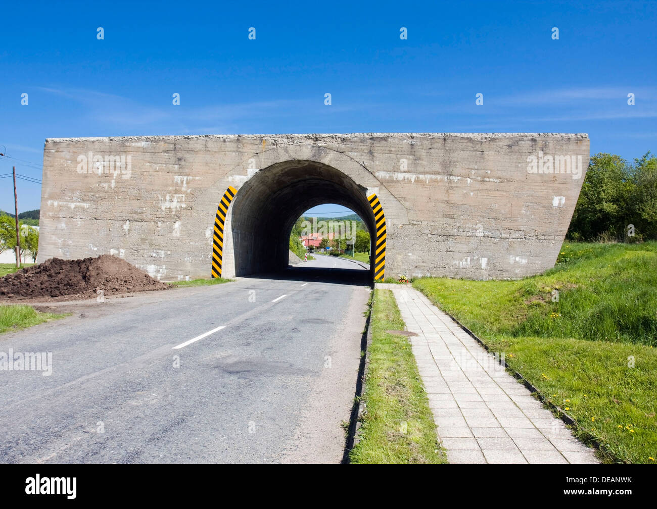 Concrete bridge of the unfinished road in Ludkovice, Zlin, Czech Republic, Europe Stock Photo