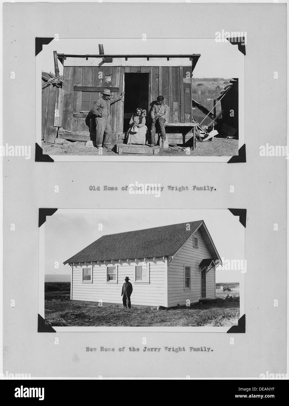 Photographs, with captions, showing old and new homes of the Jerry Wright Family, from The Annual Report of 296329 Stock Photo