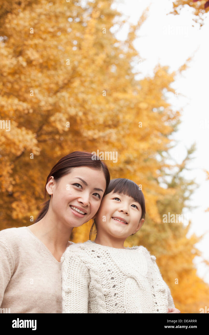 Mother and Daughter Enjoying a Park in Autumn Stock Photo - Alamy