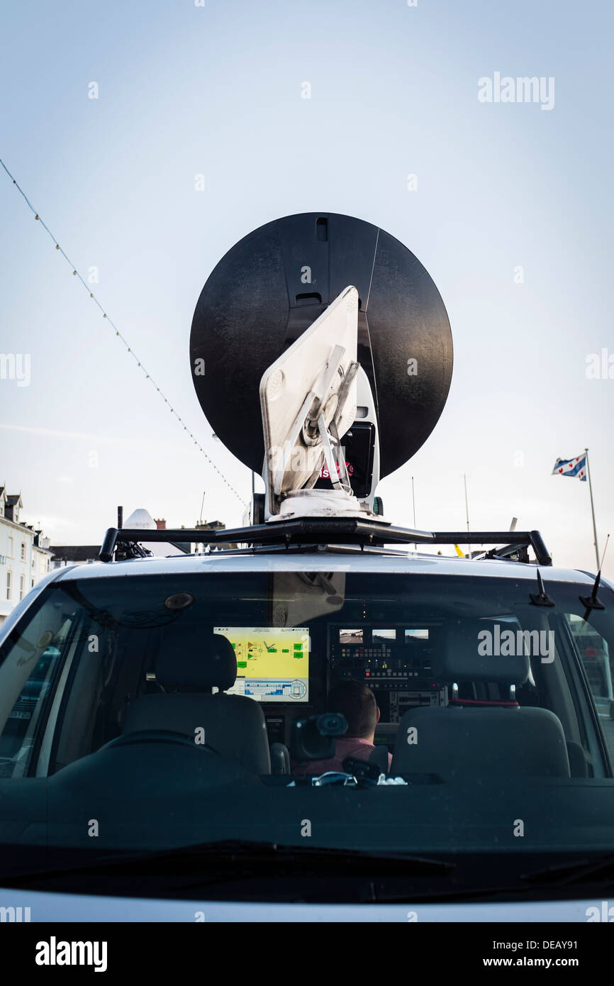 Television Satellite Outside Broadcast Van High Resolution Stock