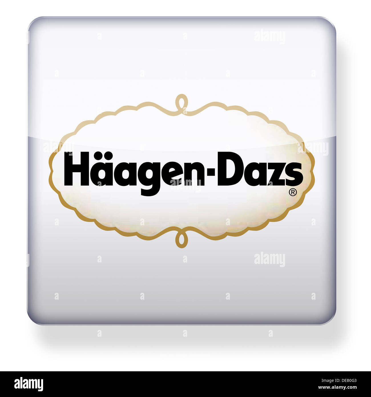 Haagen Dazs ice cream logo as an app icon. Clipping path included. Stock Photo