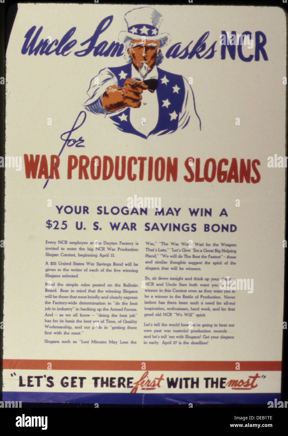 Uncle Sam asks NCR for War Production Slogans 534249 Stock Photo