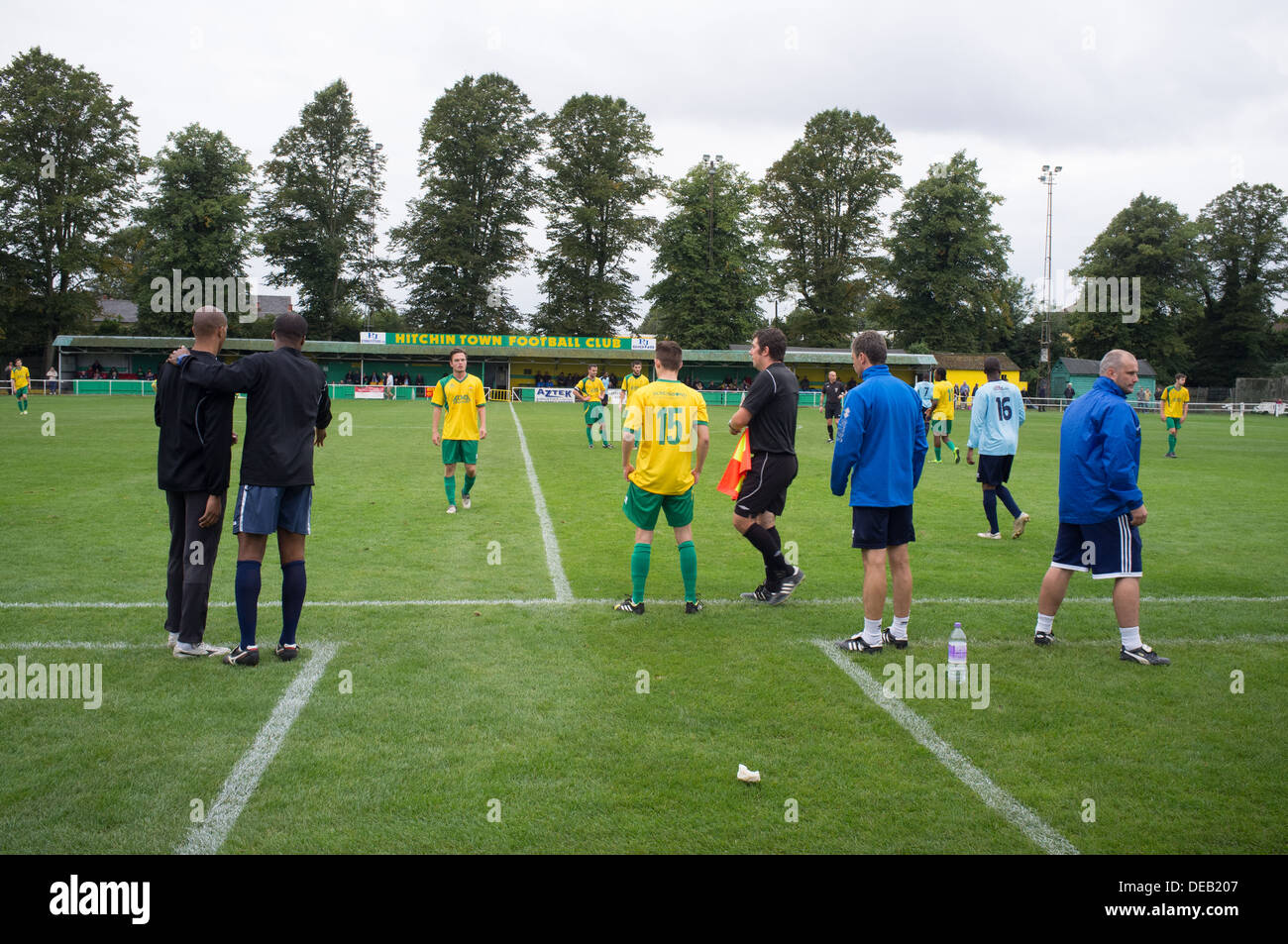 General View taken at Hitchin Town Football Club in North Hertfordshire, UK Stock Photo